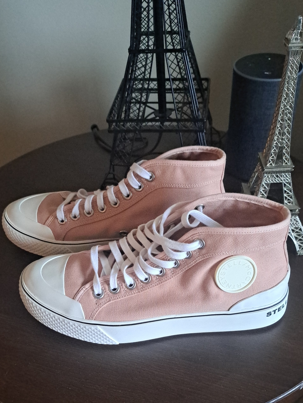 Stella McCartney Pink High-Top Canvas Sneakers EUC